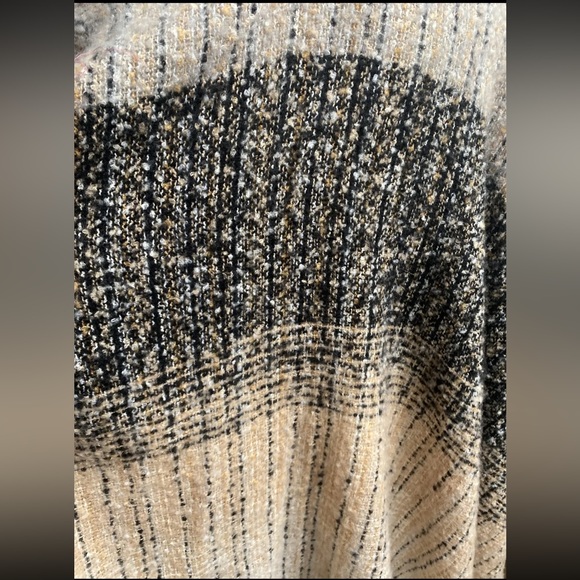 STEVE MADDEN One Size Black White Latte Gray Plaid Kimono Wrap Shawl Poncho NWT - Picture 6 of 9